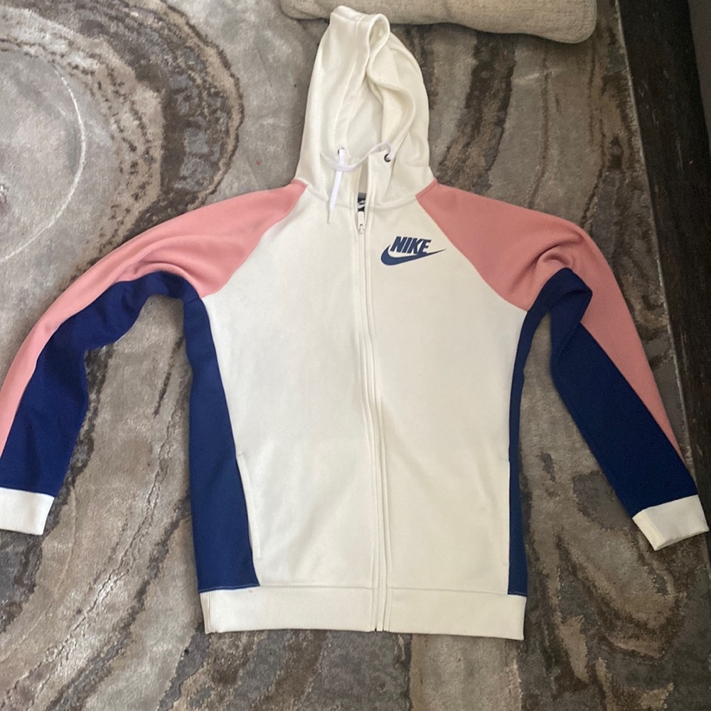 Women’s Nike sweatshirt XS white, pink and royal blue like new